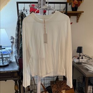 Quince Cotton Modal Long Sleeve Tee White NWT Size Large